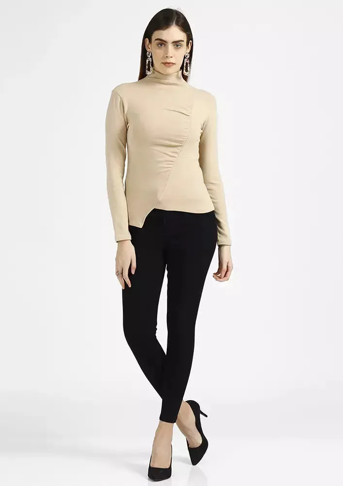 Asymmetrical Ruched Long Sleeve Top