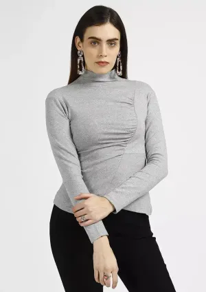 Asymmetrical Ruched Long Sleeve Top