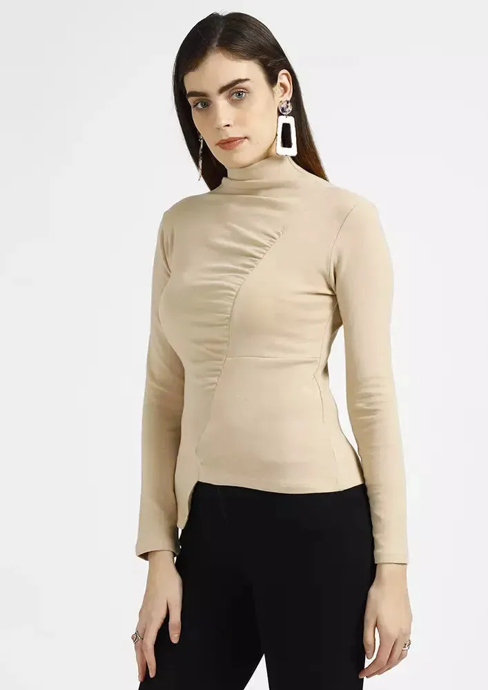 Asymmetrical Ruched Long Sleeve Top