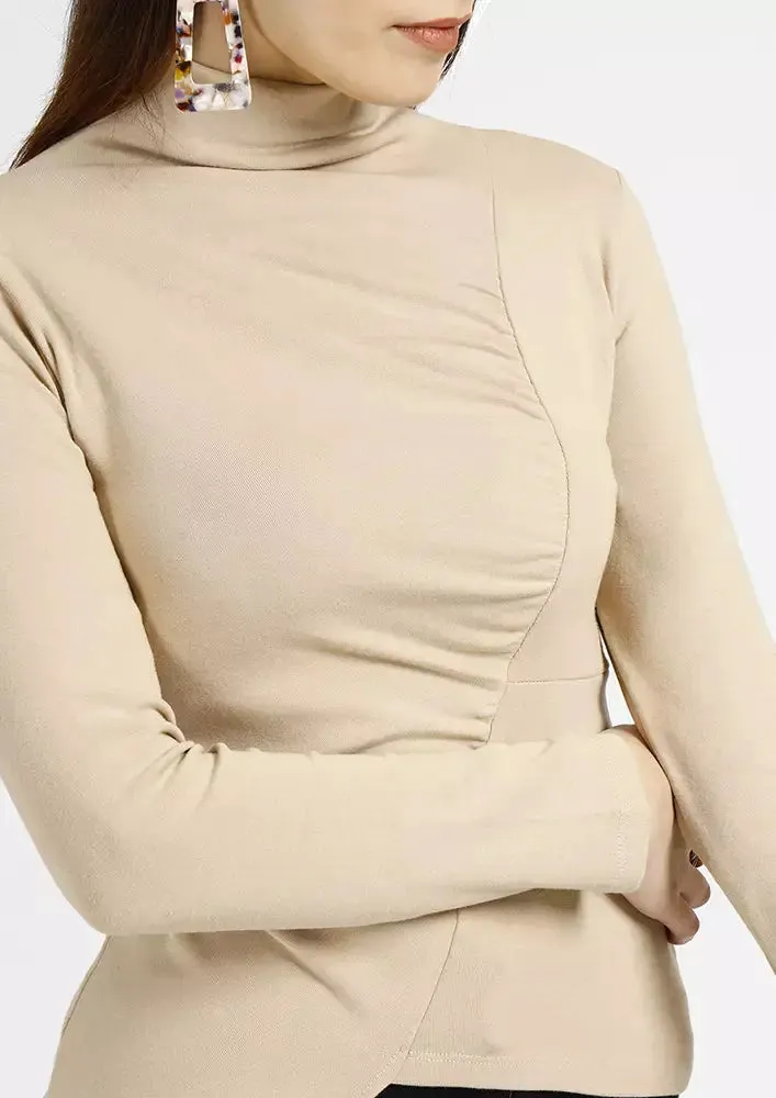 Asymmetrical Ruched Long Sleeve Top