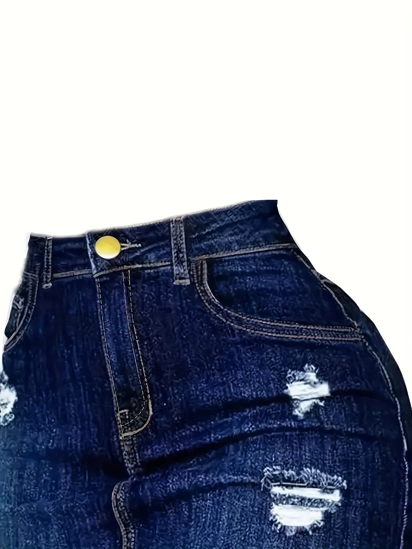Autumn Women Fashion Denim Skirt Ripped Hip Distressed High Waist Button  Pencil Skirts Female Casual Summer Jeans