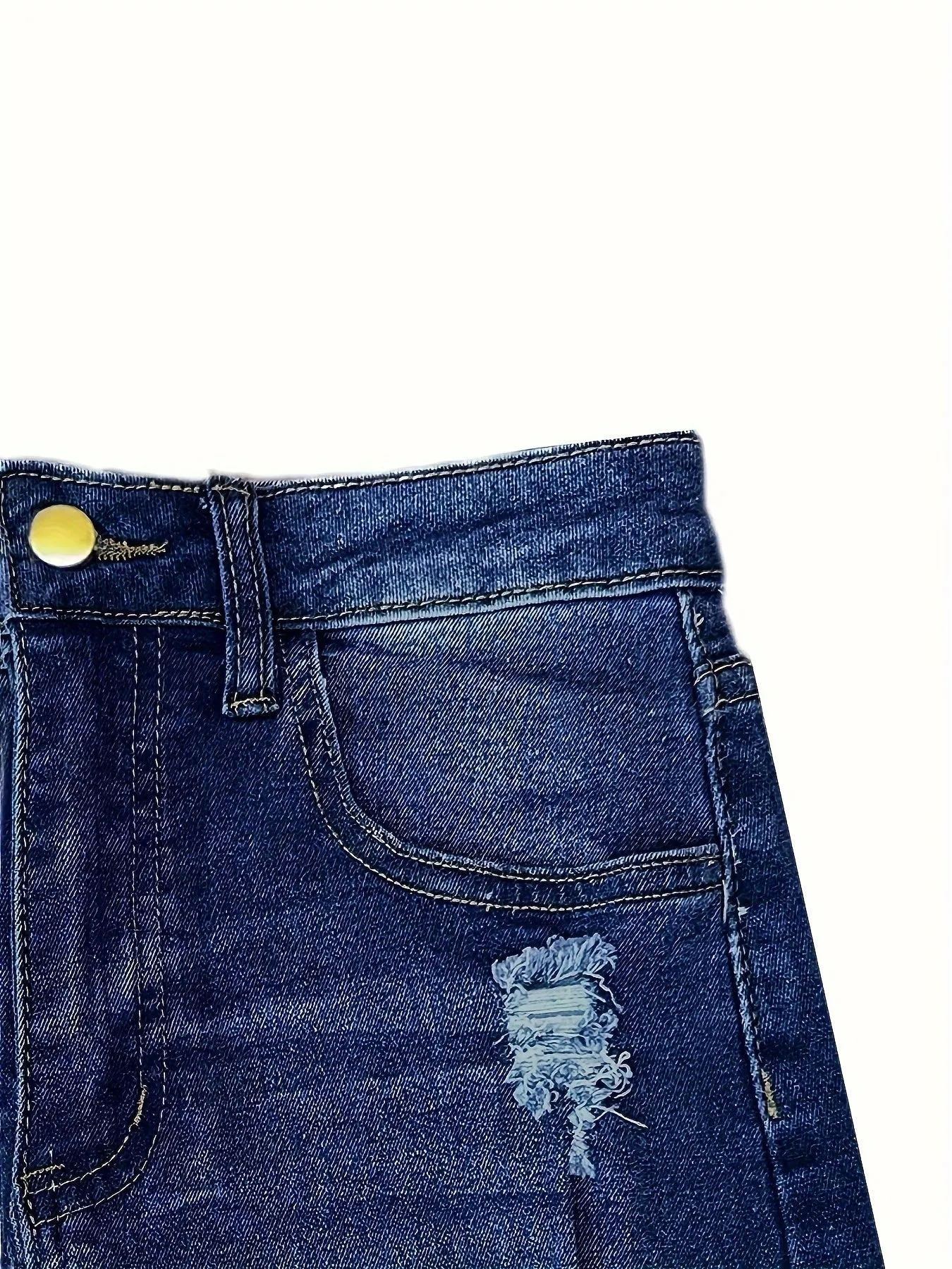 Autumn Women Fashion Denim Skirt Ripped Hip Distressed High Waist Button  Pencil Skirts Female Casual Summer Jeans