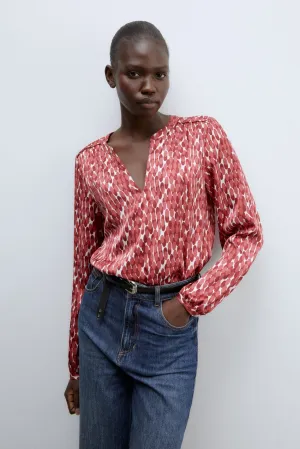 Basic long-sleeved top - Burgundy