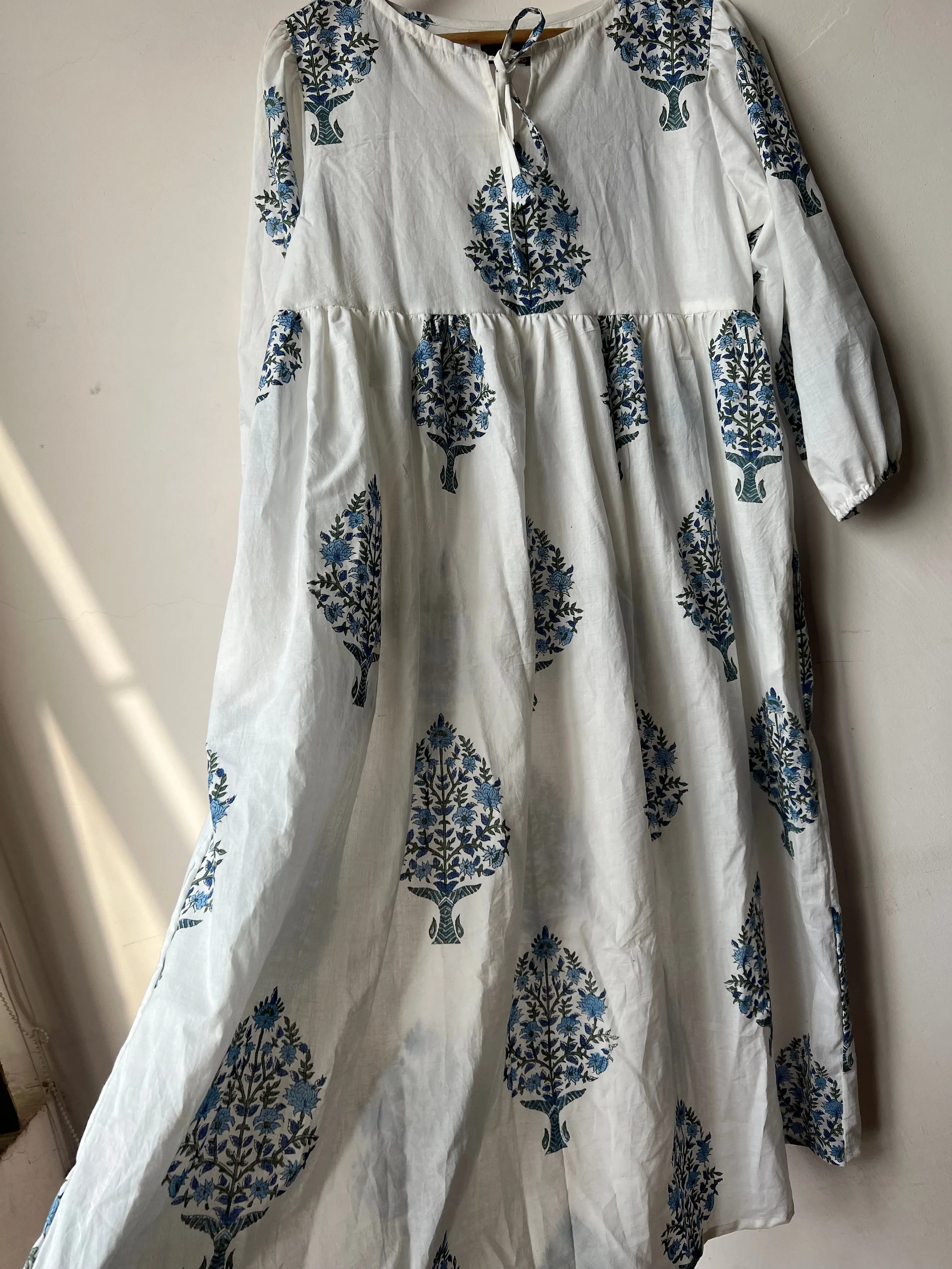 Block print cotton long dress
