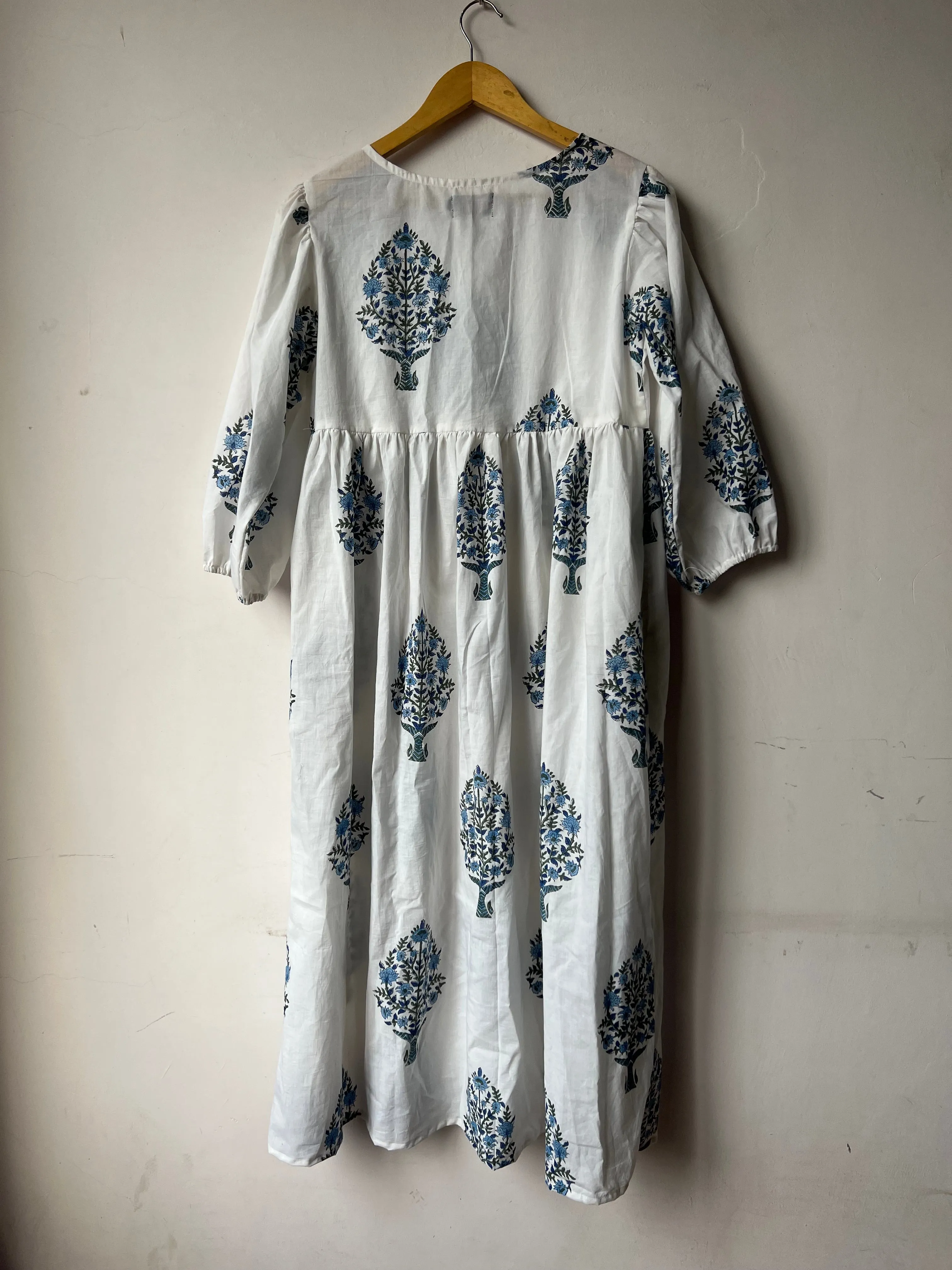 Block print cotton long dress