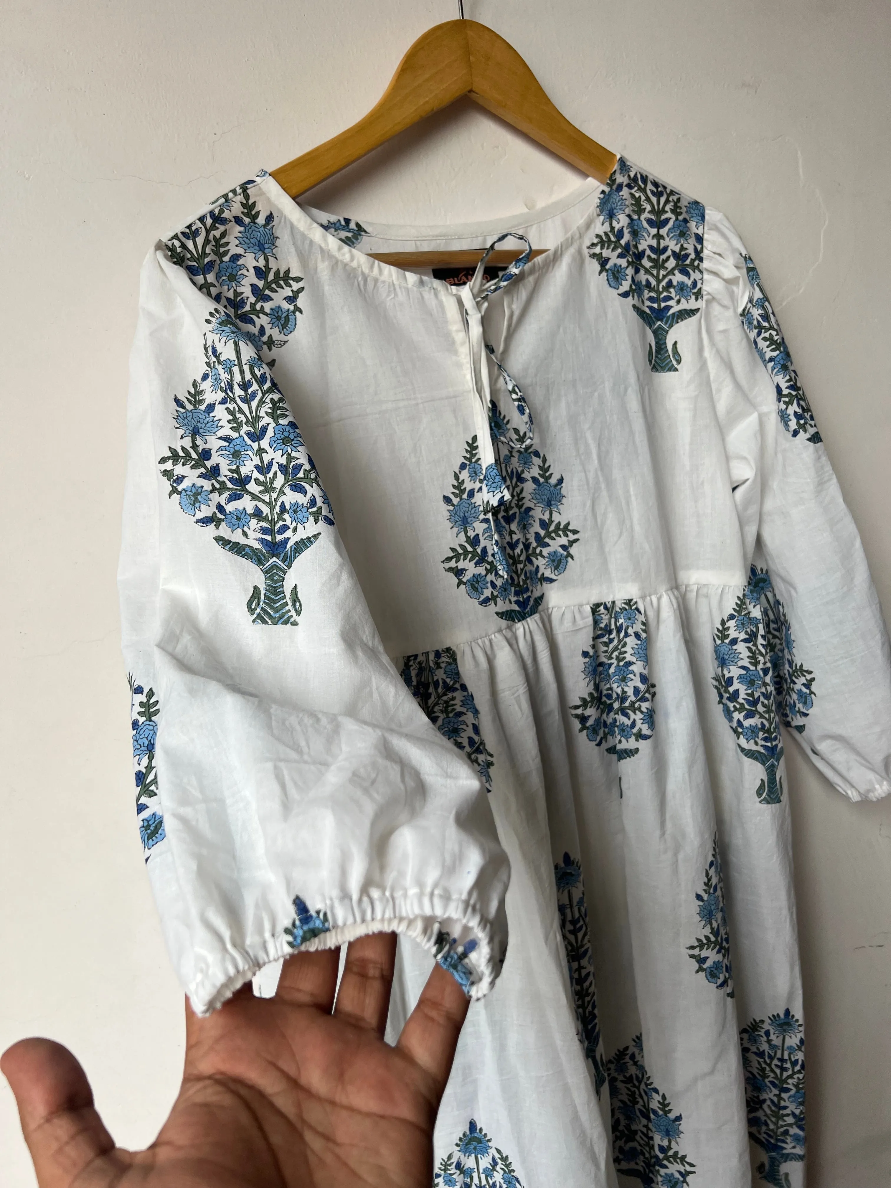 Block print cotton long dress