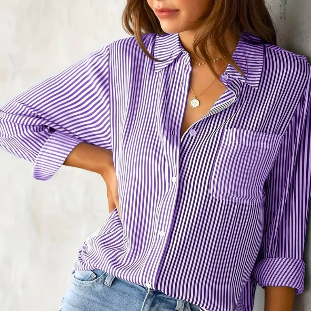 Brynna® | Long Sleeve Casual Striped Blouse