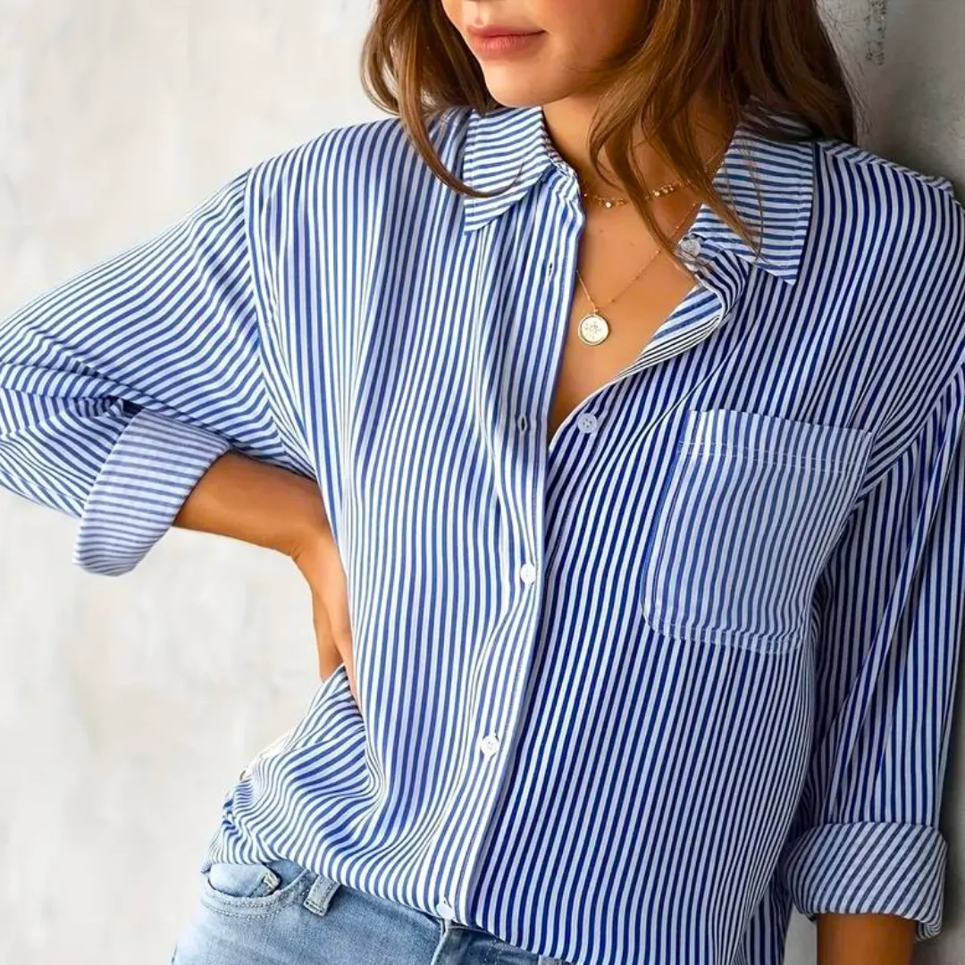 Brynna® | Long Sleeve Casual Striped Blouse