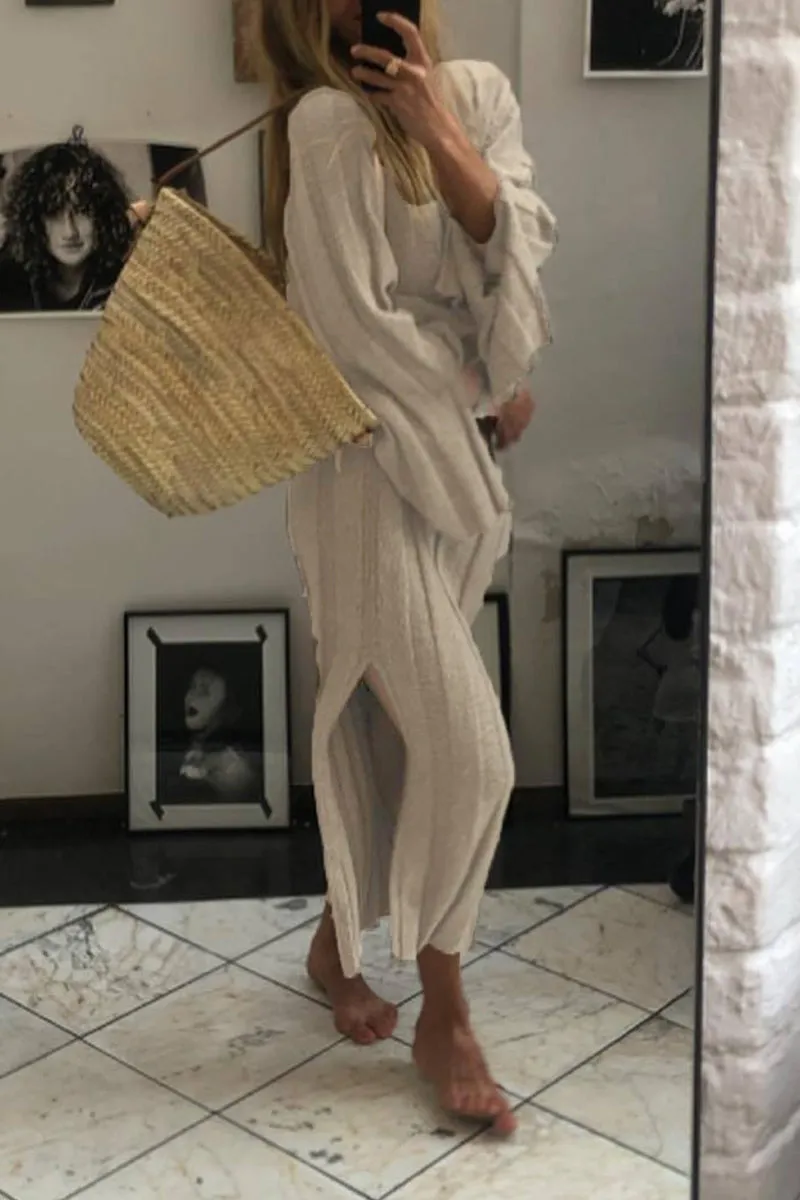 Casual Simplicity Solid Slit Fold V Neck One Step Skirt Dresses