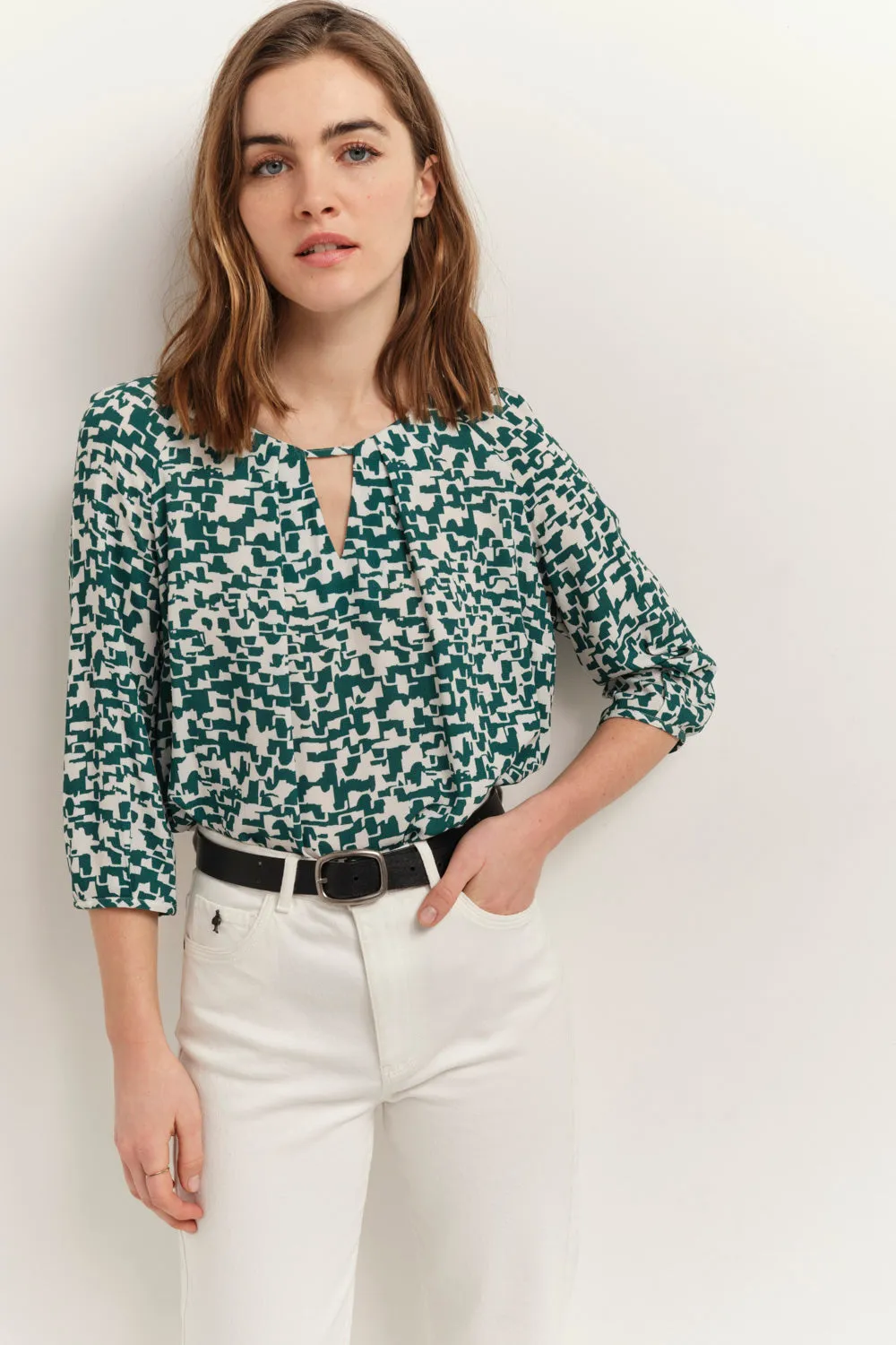 COLIN - Blouse écrue à imprimé écorce urbaine