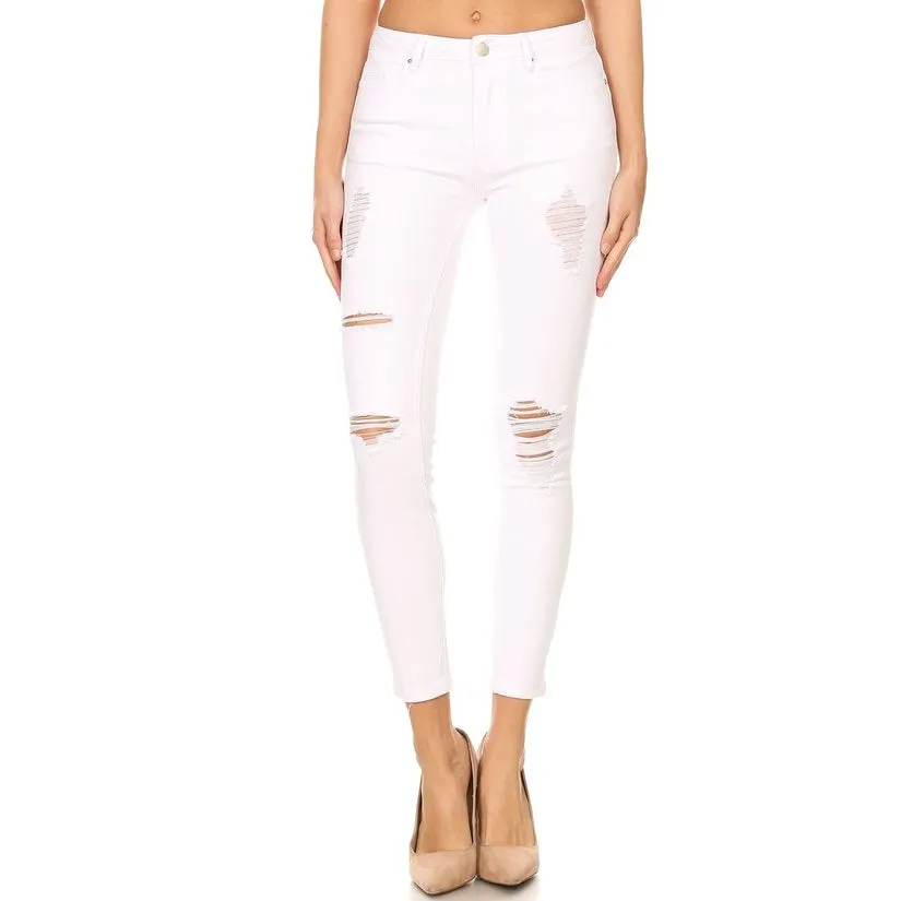 Deconstructed White Slim Jean