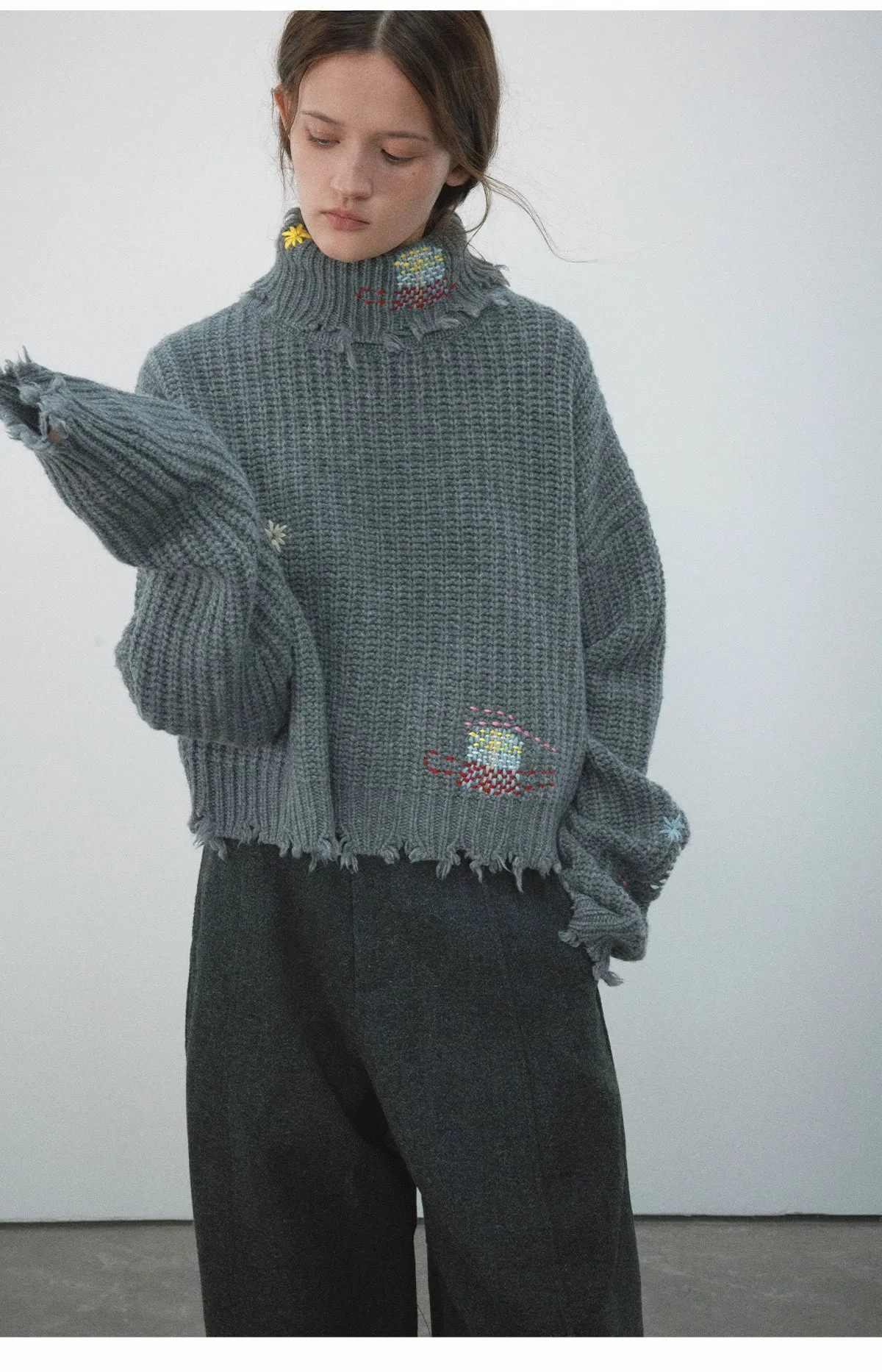 Embroidered Knit Sweater