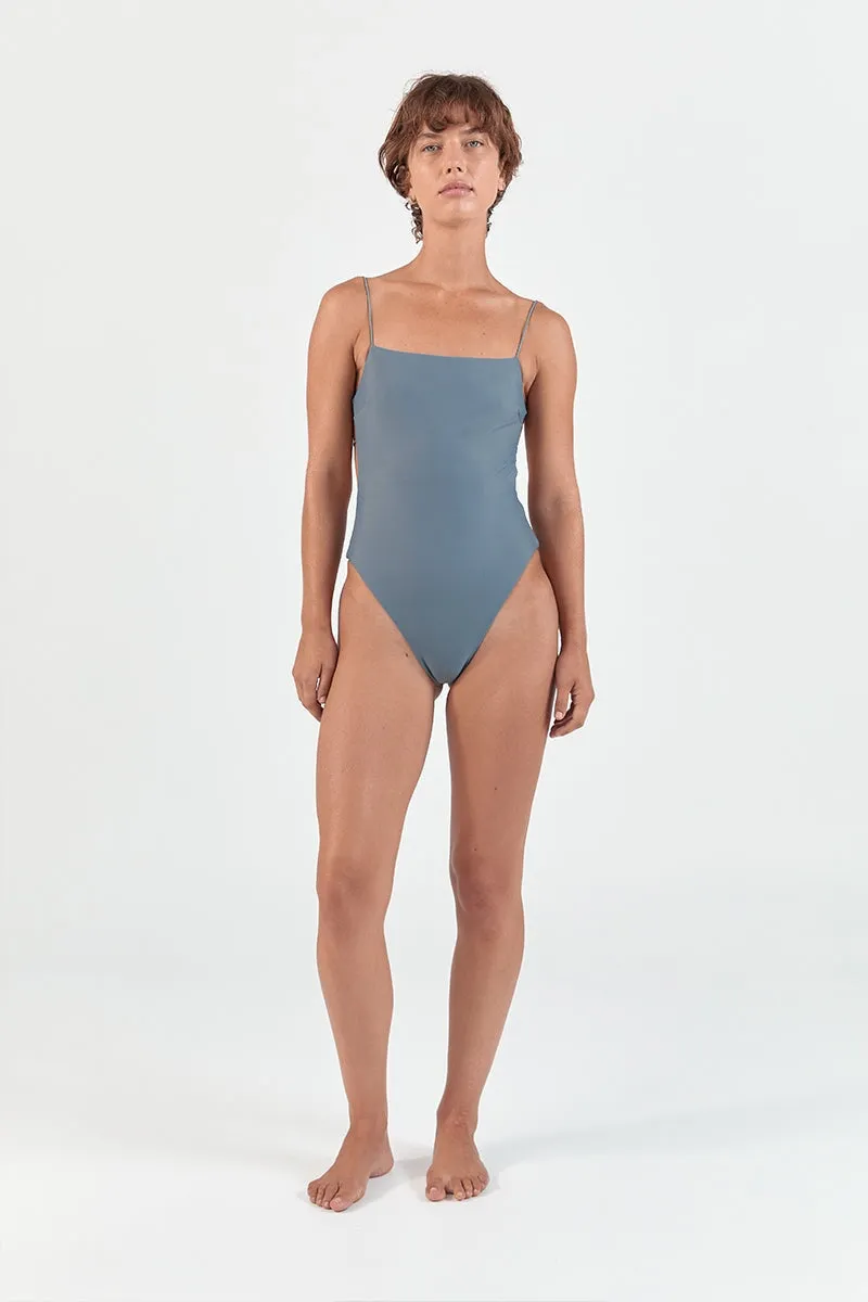 FINE STRAP ONE PIECE-GREY