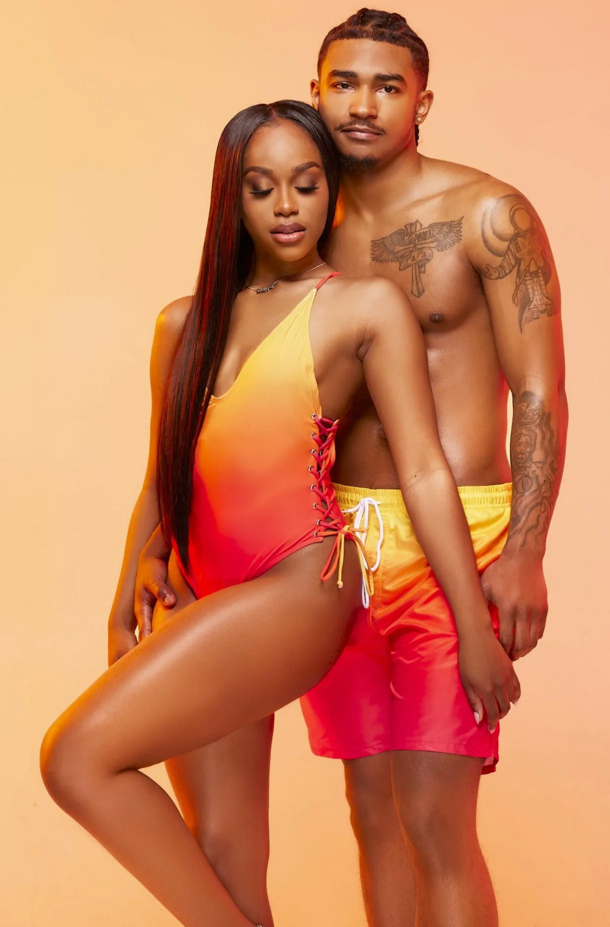 Fire Lace-up Side One Piece Swimsuit