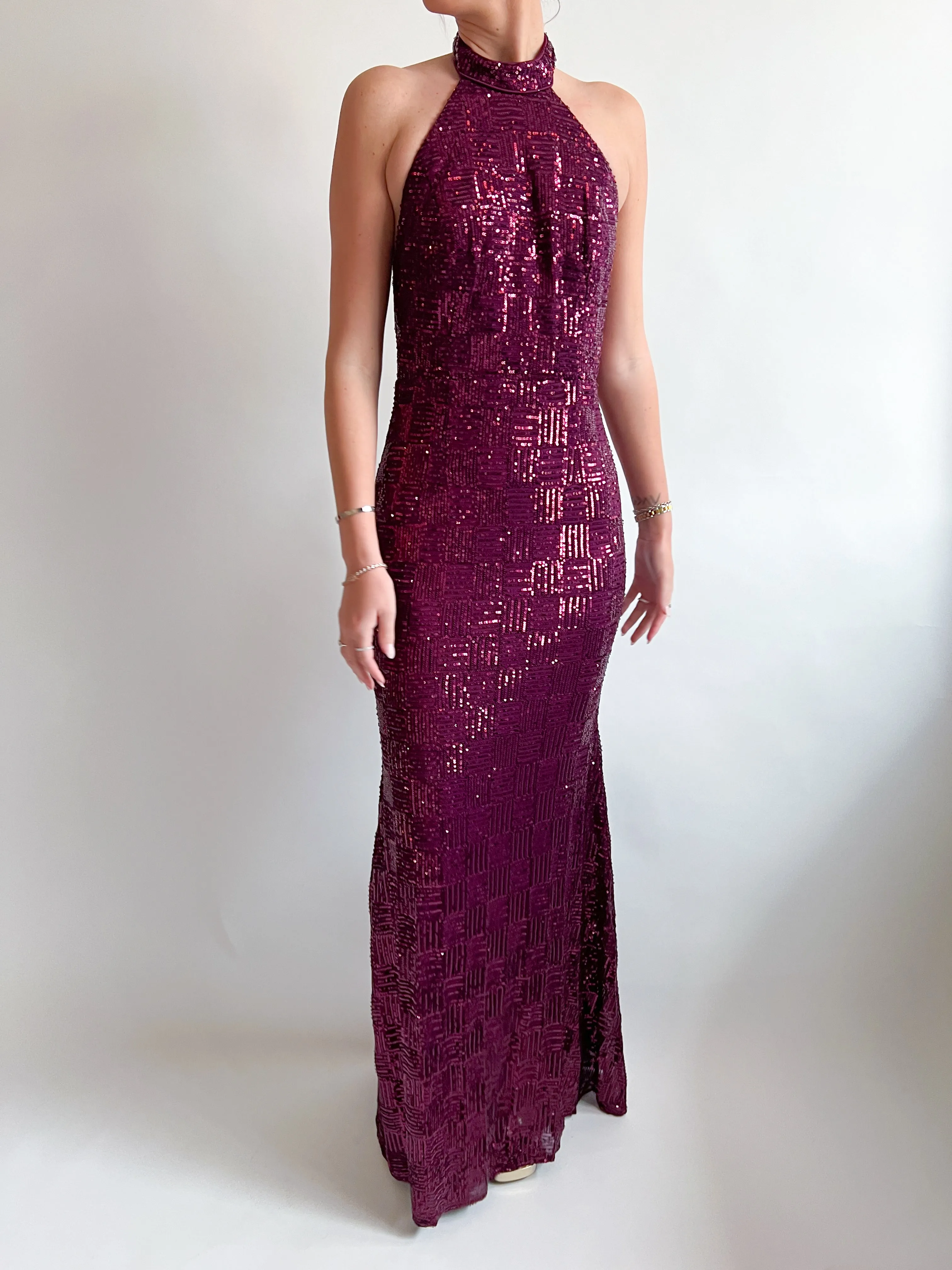 Halter Sequin Maxi Gown