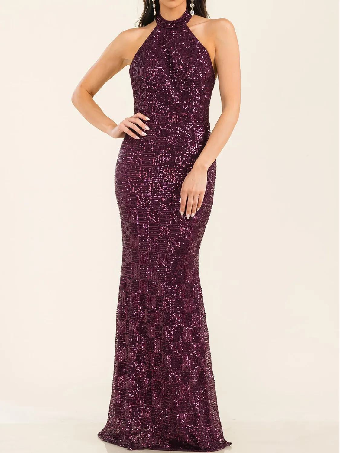 Halter Sequin Maxi Gown