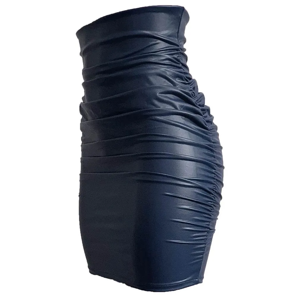 High Waist Black Faux Leather Short Skirt