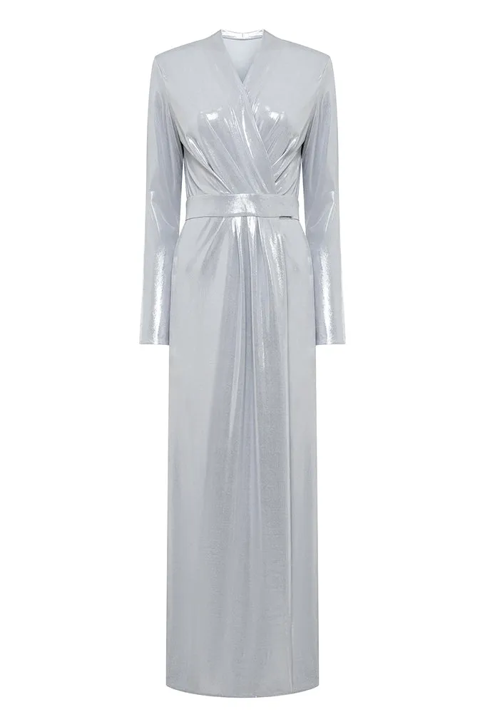 Long sleeve dress draped under the chest     Maison D'Angel Ann