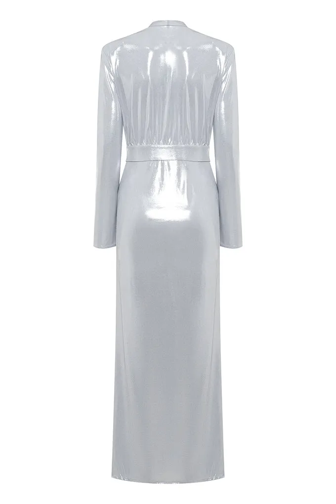 Long sleeve dress draped under the chest     Maison D'Angel Ann