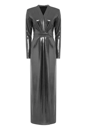 Long sleeve dress draped under the chest     Maison D'Angel Ann