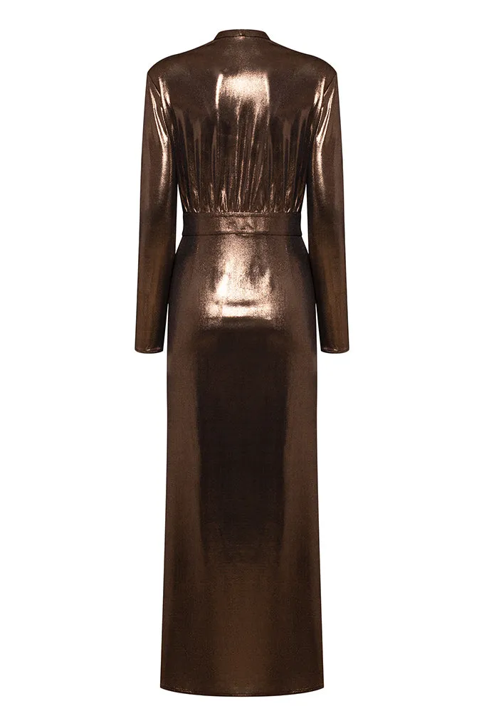 Long sleeve dress draped under the chest     Maison D'Angel Ann