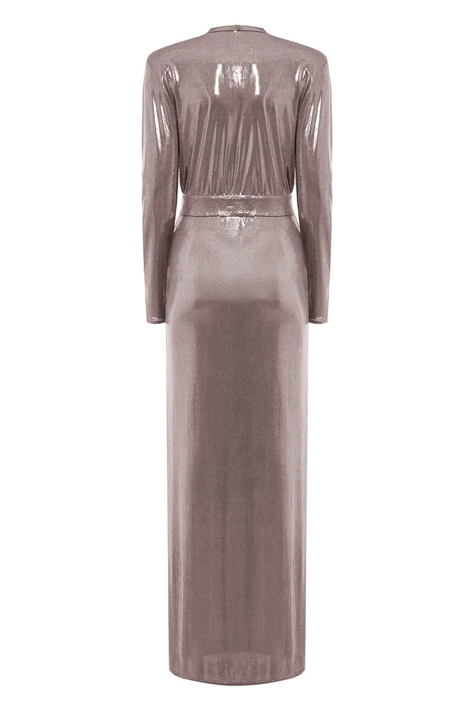 Long sleeve dress draped under the chest     Maison D'Angel Ann