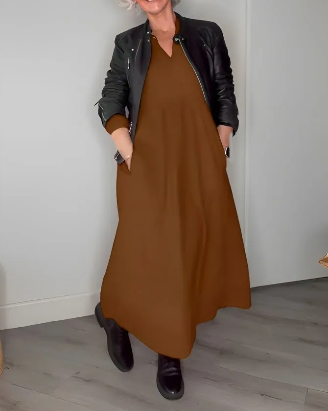 Ottilia - Elegant Swirl Print Woman's Maxi Dress