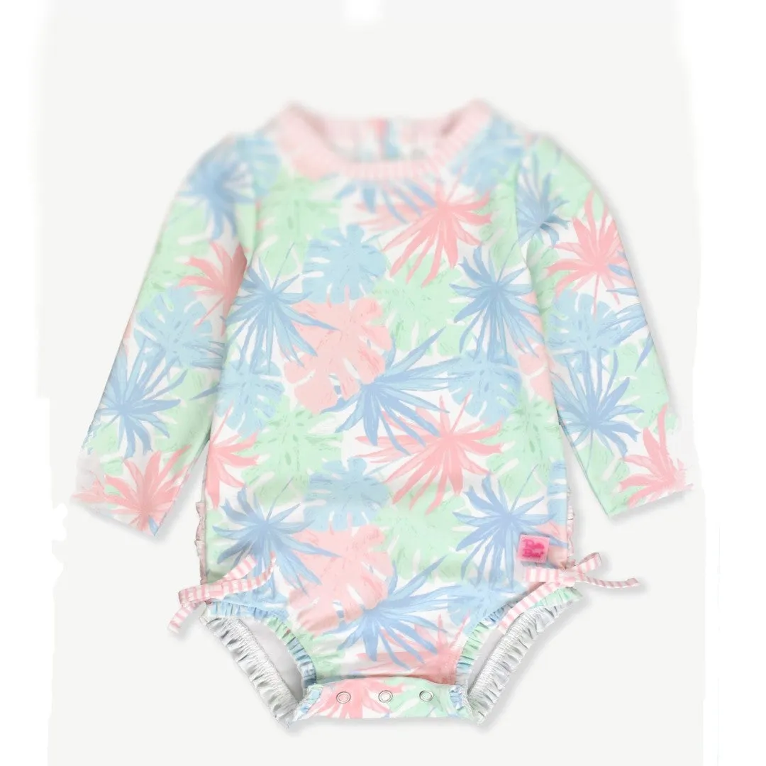 Pastel Palms Long Sleeve Rashguard One Piece