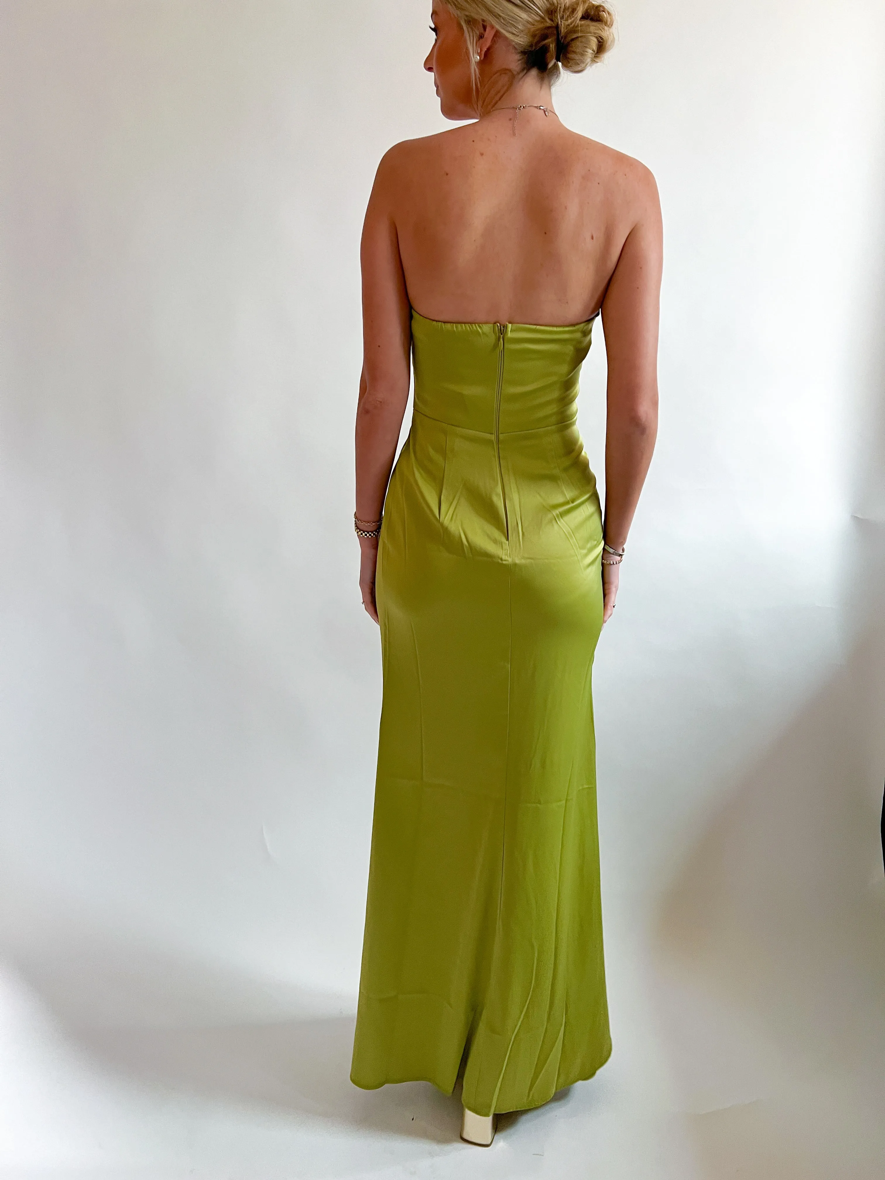 Strapless Shirring Maxi Gown
