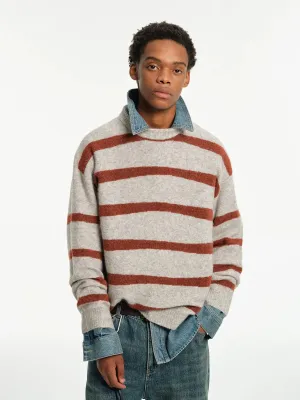 Striped Intarsia Crew Neck Sweater