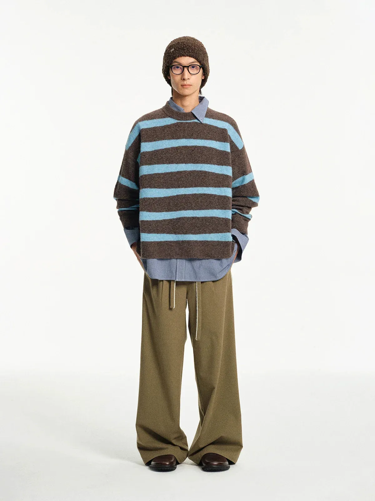 Striped Intarsia Crew Neck Sweater