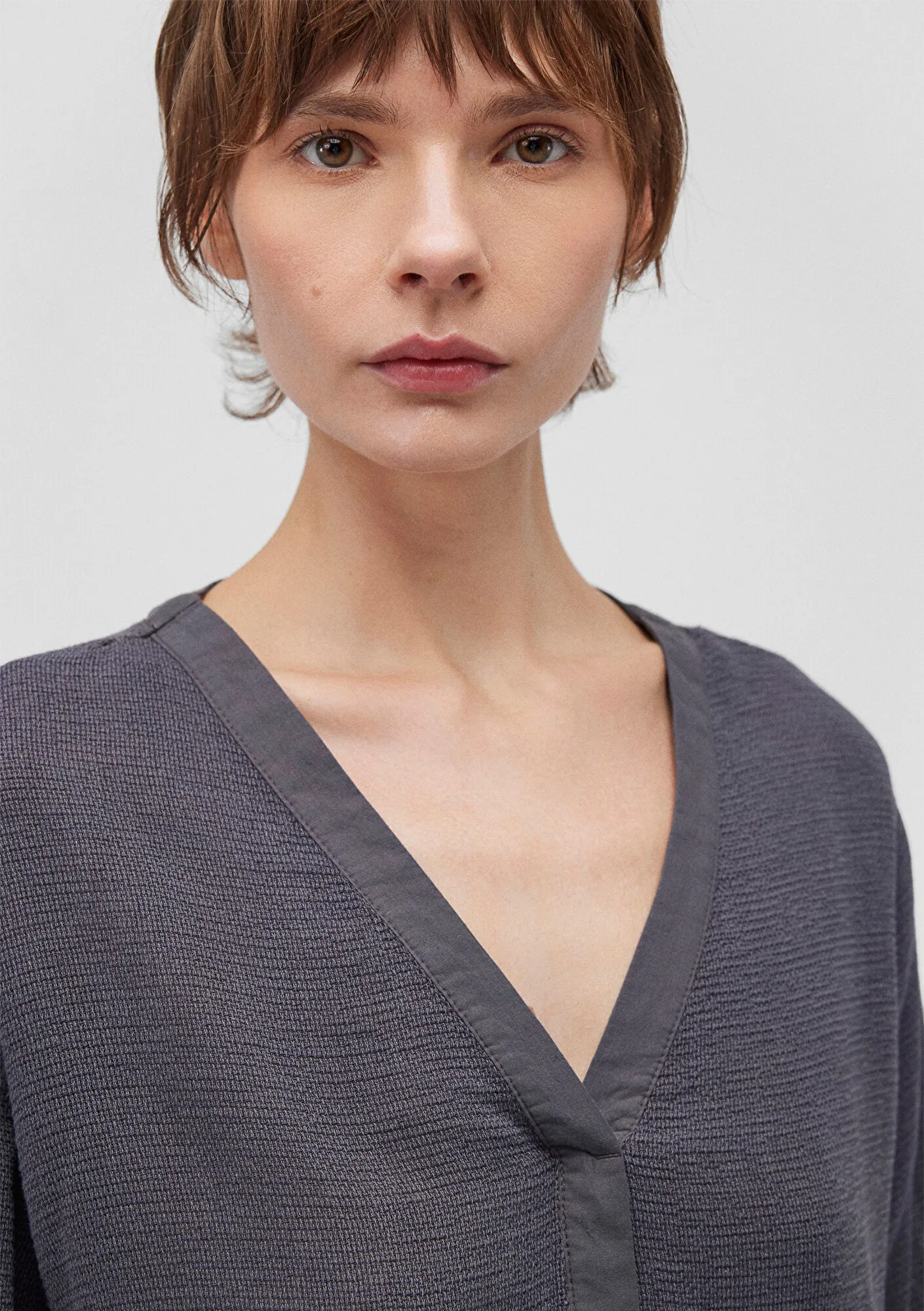 V Neck Blue Blouse