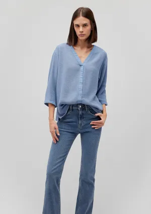 V Neck Blue Blouse