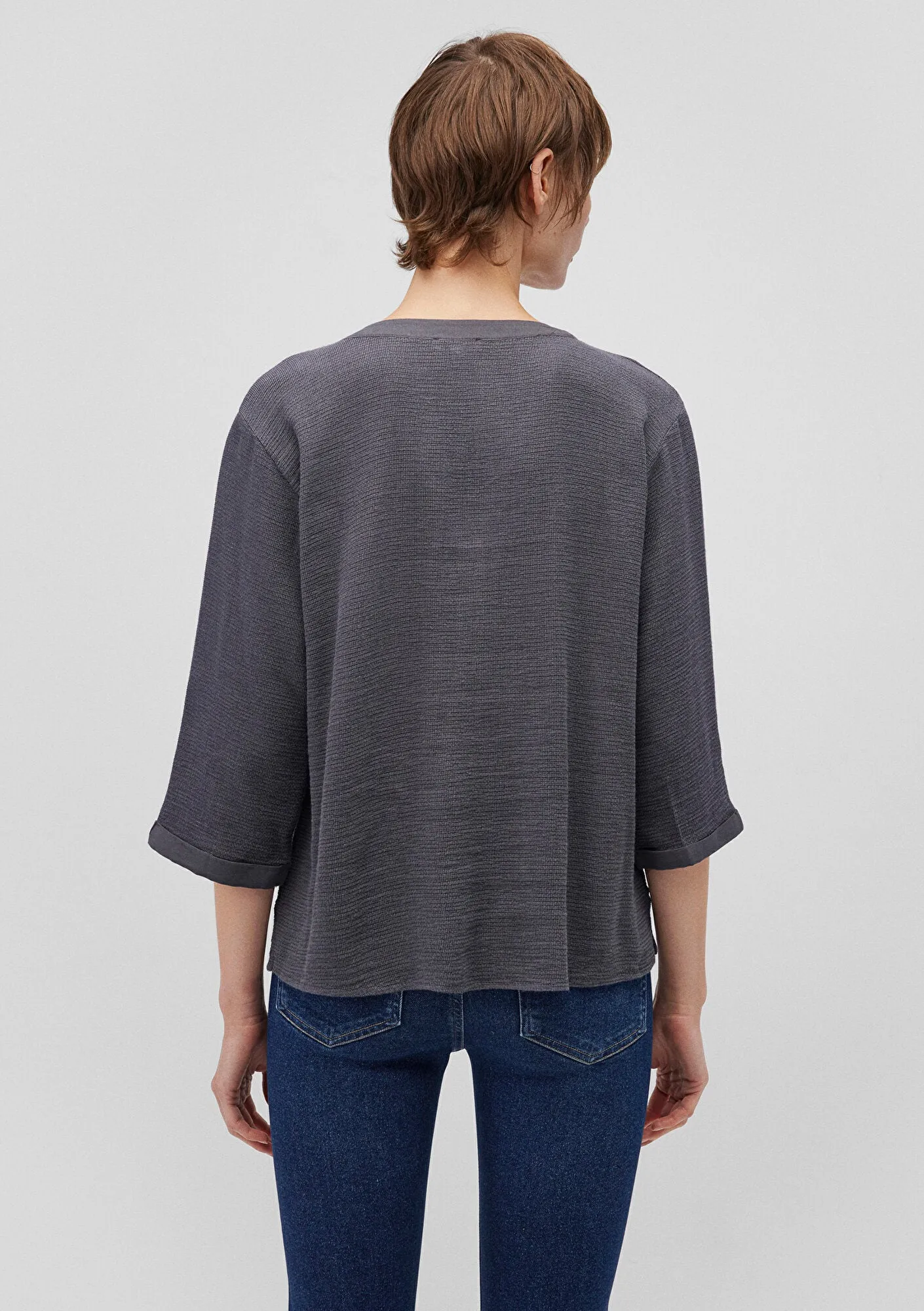 V Neck Blue Blouse