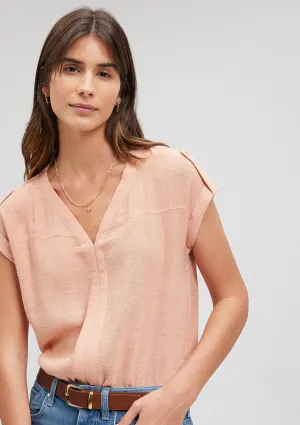 V Neck Pink Blouse