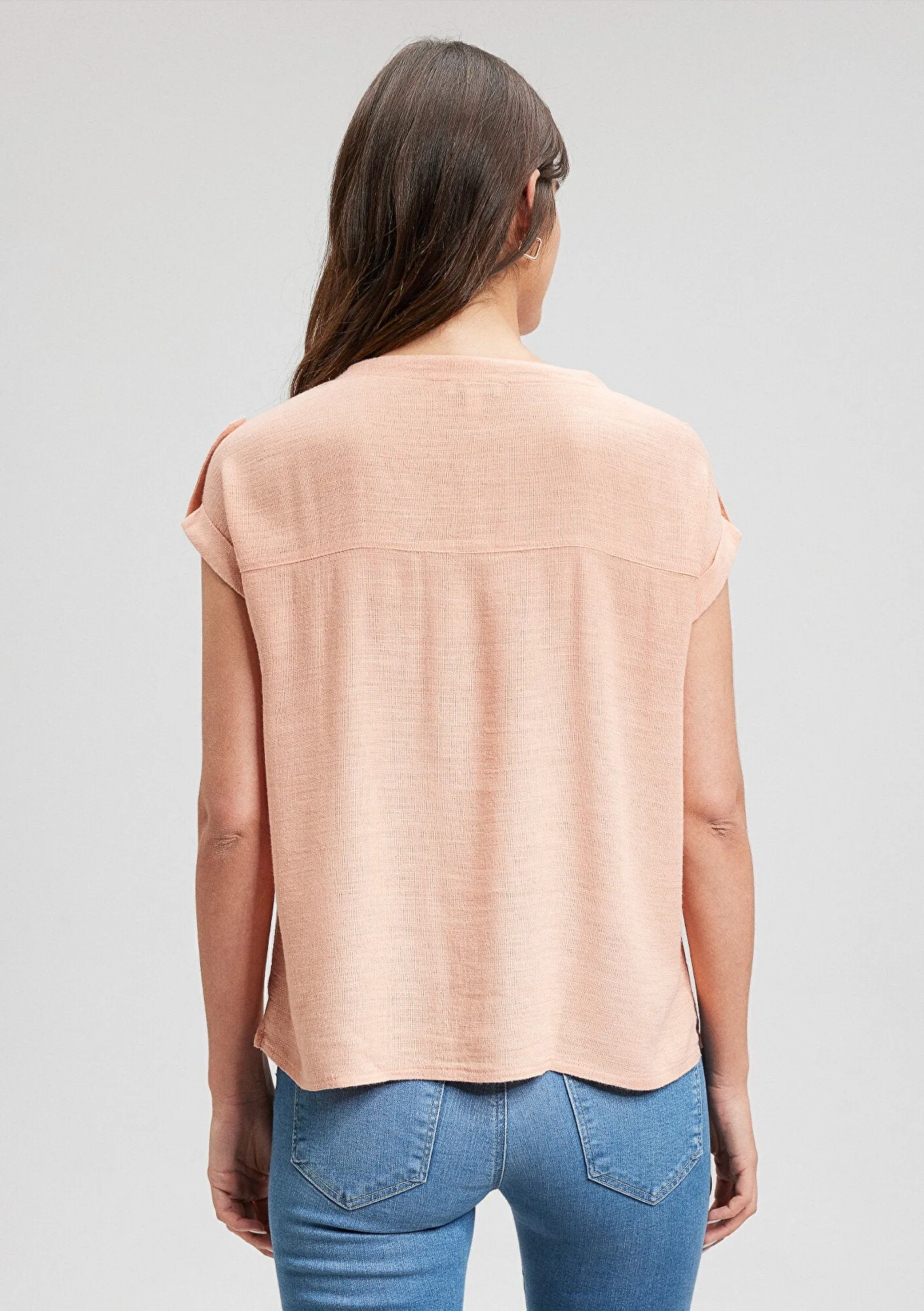 V Neck Pink Blouse
