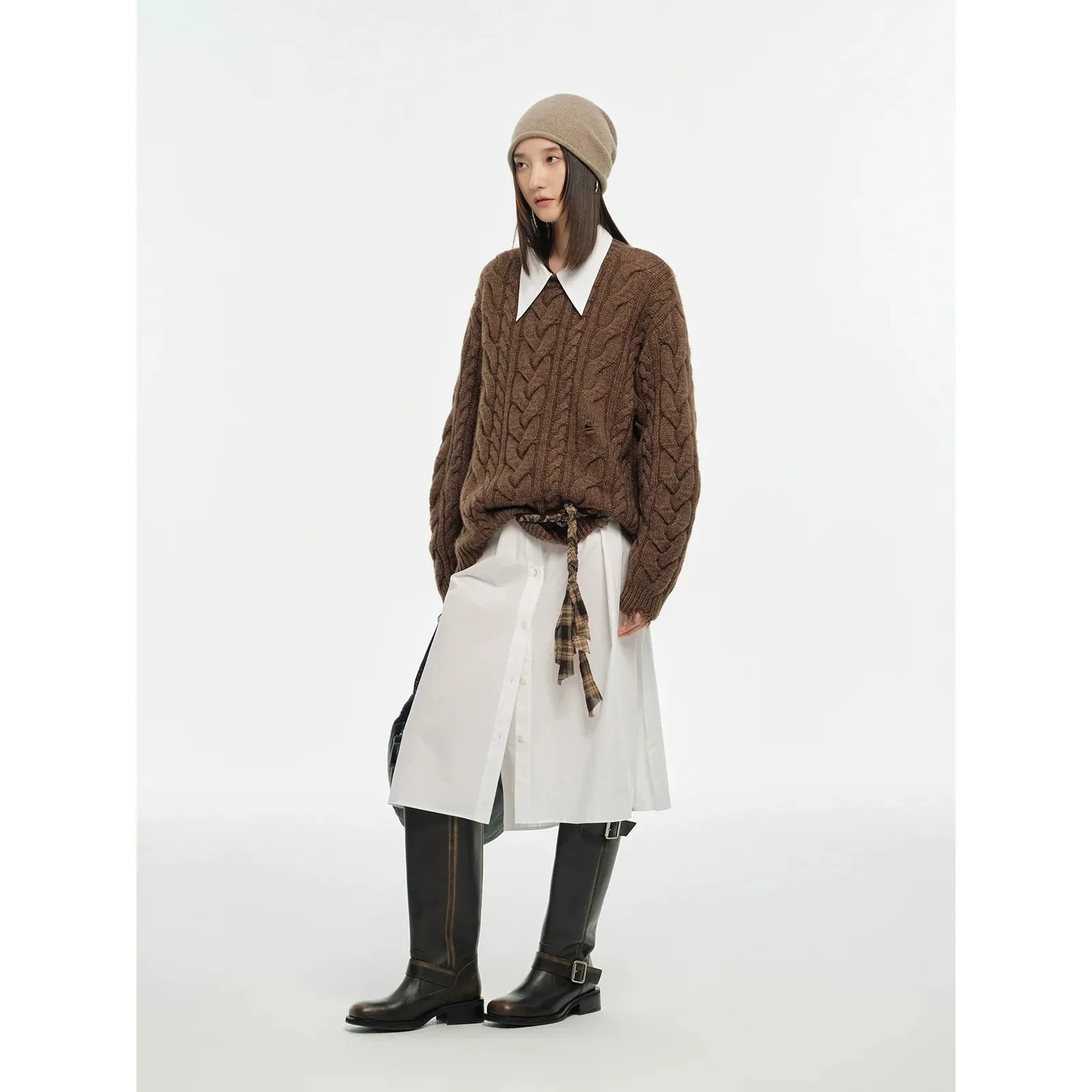 Yak Wool Blend Cable Knit Sweater